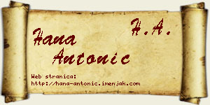 Hana Antonić vizit kartica